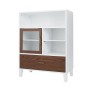 Teamson Home Tyler Badschrank mit Schublade, Regalen, Glas-Tür, weiß/holzfarben. Badmöbel-Set.