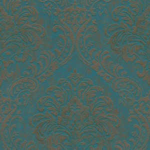 Bricoflor Barock Tapete in Blau und Gold mit Vintage Ornamenten für Wohn- und Schlafzimmer.