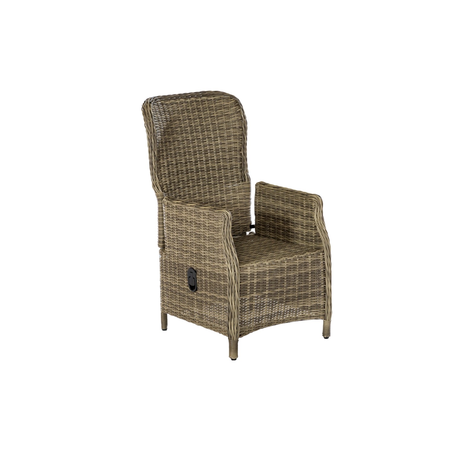 Verstellbarer Sessel aus Kunststoffgeflecht, Teil des Merxx Riviera Gartenmöbel-Sets.