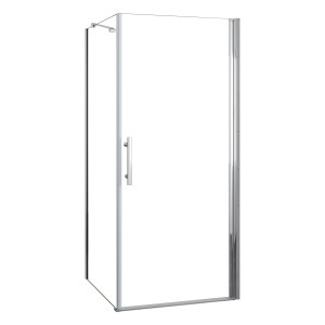 AICA Duschkabine Eckeinstieg 90x90cm mit Schwingtür und Seitenwand, Chromrahmen.