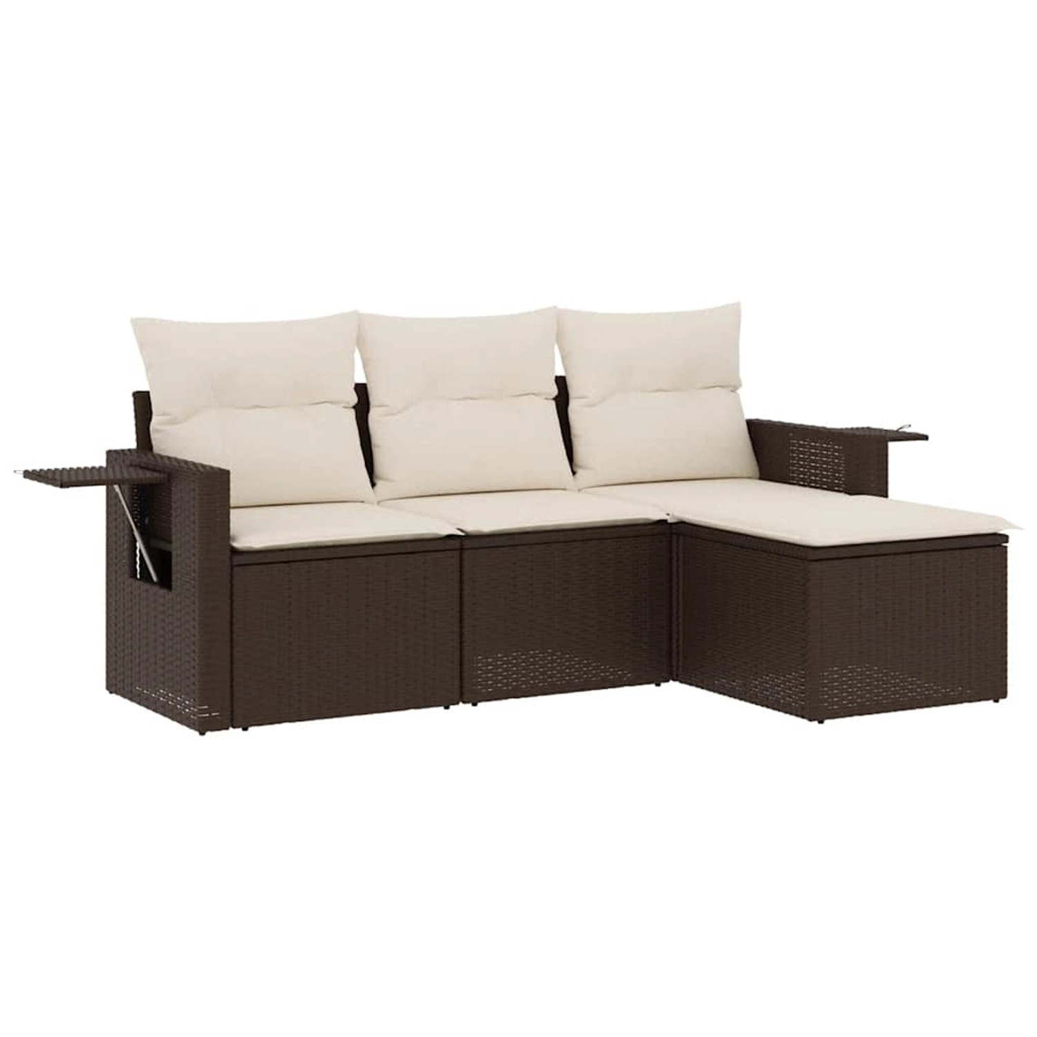vidaXL 4-Tlg Garten-Sofagarnitur mit Kissen Braun Poly Rattan 3220072 günstig online kaufen