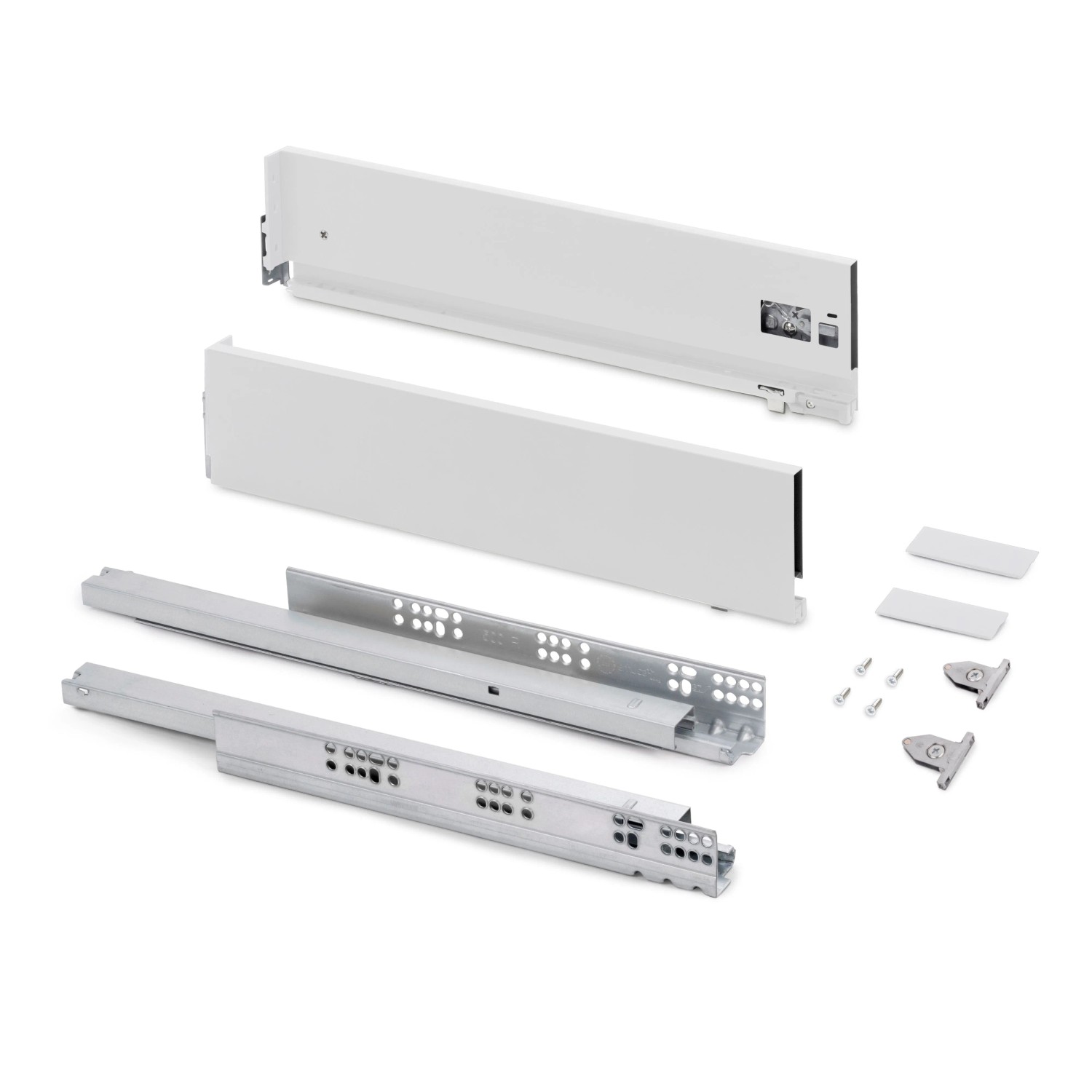 Emuca Aussenschublade Vertex mit 3D-Regelung Höhe 131 mm 40 kg Tiefe 500 mm Stahl Weiß Lackiert