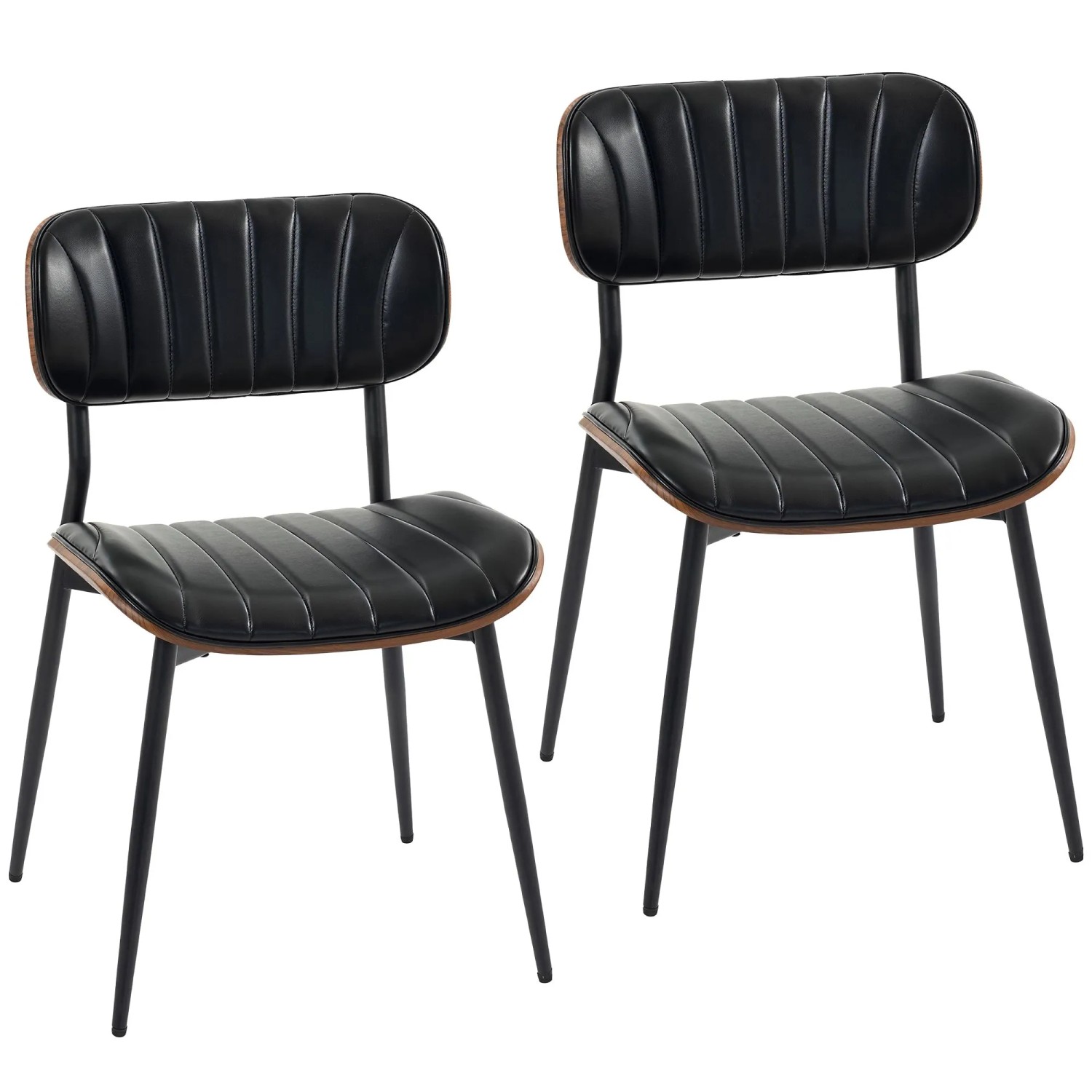HOMCOM Esszimmerstühle Kunstleder Formholz 49,5L x 49,5B x 80H cm Schwarz