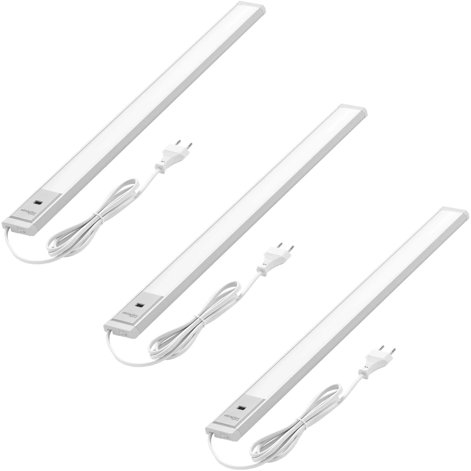 Oktaplex Riva Motion 3er Set Küchen-Unterbauleuchte LED mit Sensor-Schalter Dimmbar Neutralweiß 4000K 57,5 cm 10,2W