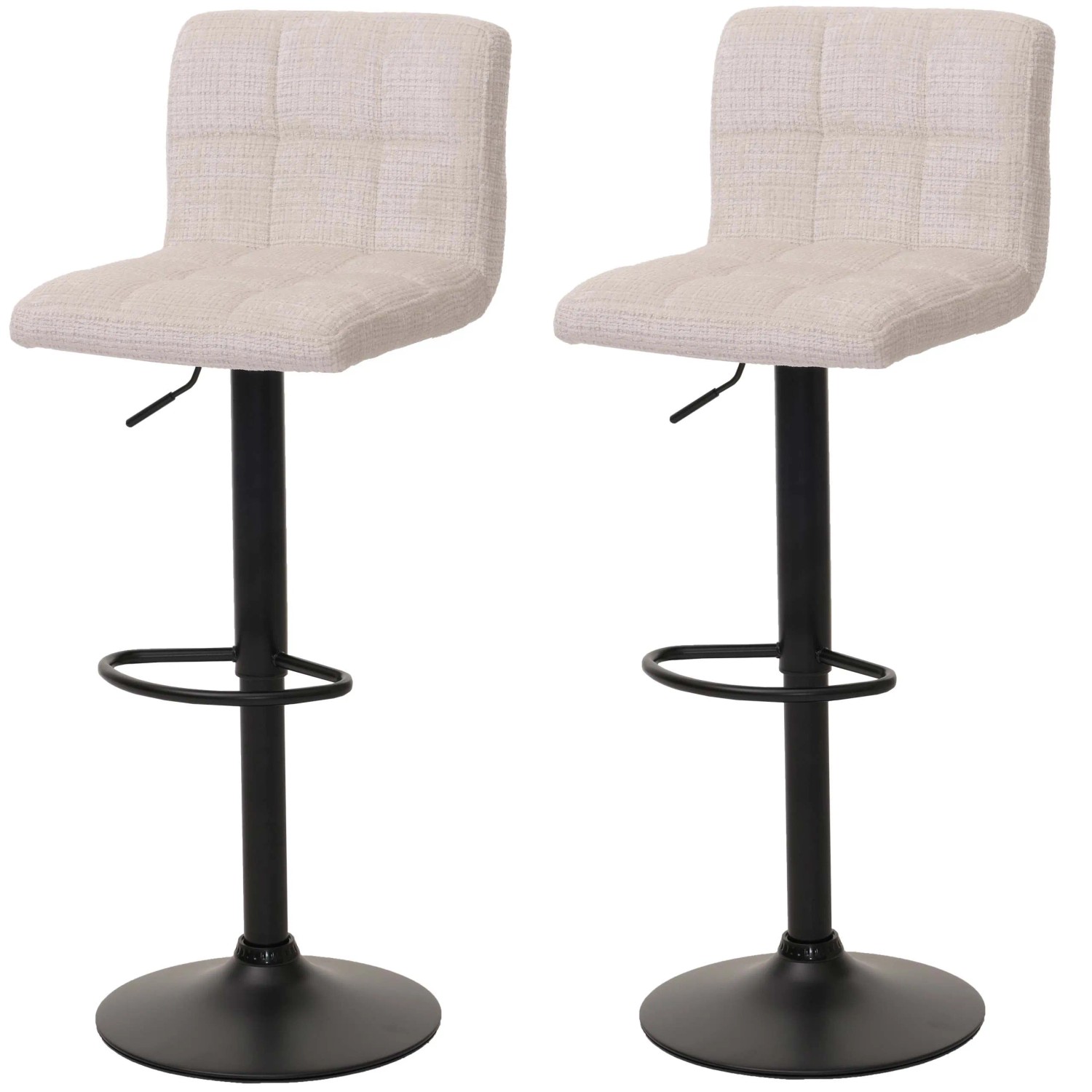 MCW Barhocker G87 2er-Set Creme-Beige Stoff Chenille
