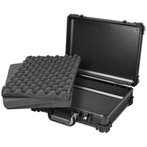 HMF 15502-02 Transportkoffer Rasterschaumstoff Universalkoffer 39 x 29 x 12 cm Schwarz