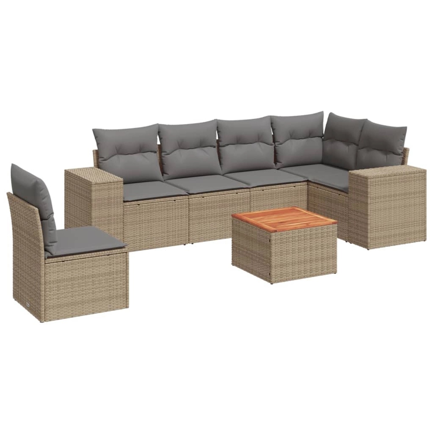 vidaXL 7-Tlg Garten-Sofagarnitur mit Kissen Beige Poly Rattan 3257802 günstig online kaufen