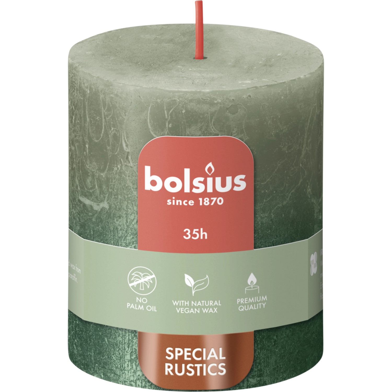 Bolsius Rustik-Kerze Sunset Ø 6,8 cm x 8 cm Olivgrün