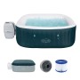 Bestway LAY-Z-SPA Ibiza AirJet, aufblasbarer, eckiger Whirlpool in Dunkelgrün mit Zubehör.
