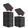 PROREGAL Sparset: 5 Euroboxen Nextgen Color, 65L, schwarz mit roten Griffen und Auflagedeckel.