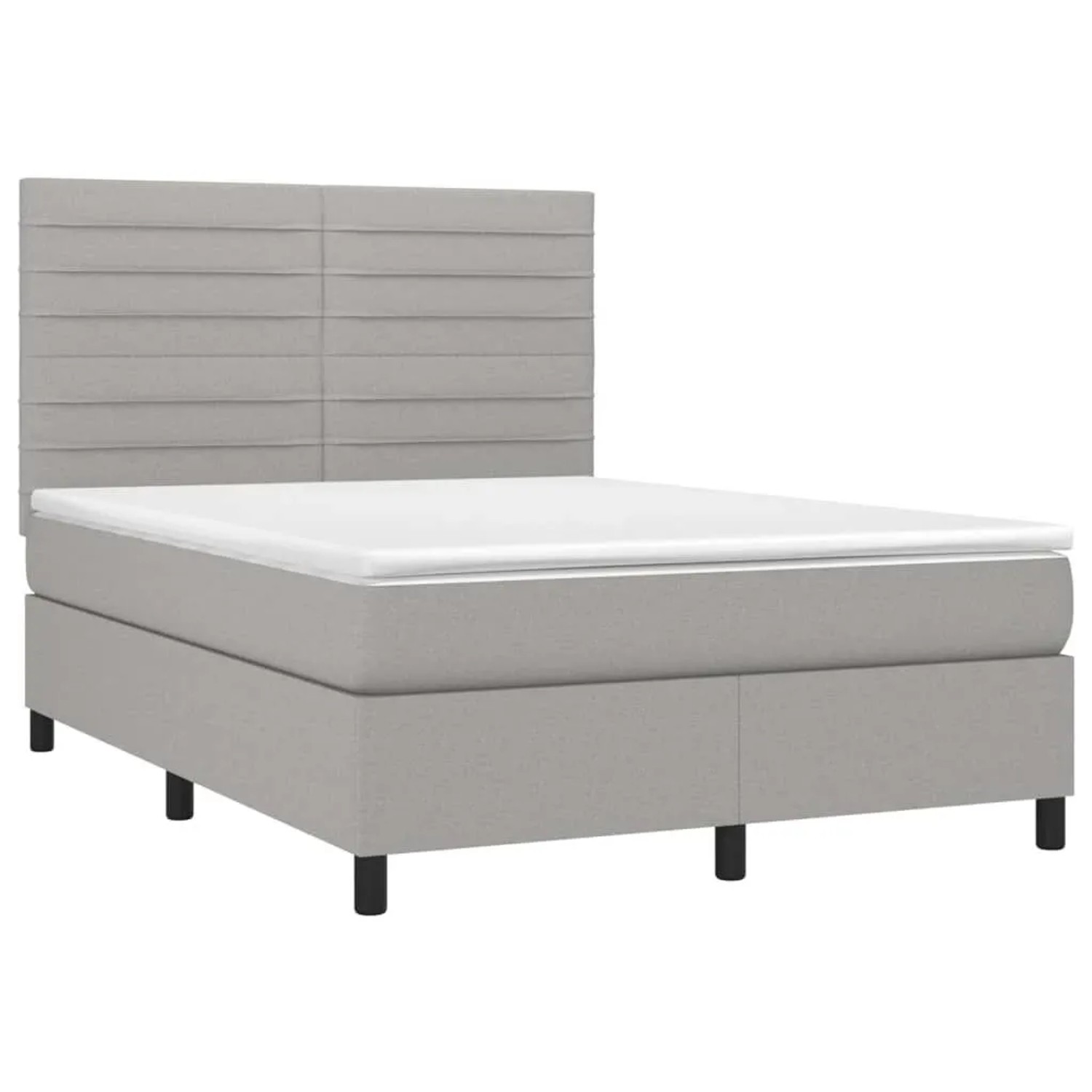 vidaXL Boxspringbett mit Matratze & LED Hellgrau 140x200 cm Stoff 3134957 günstig online kaufen