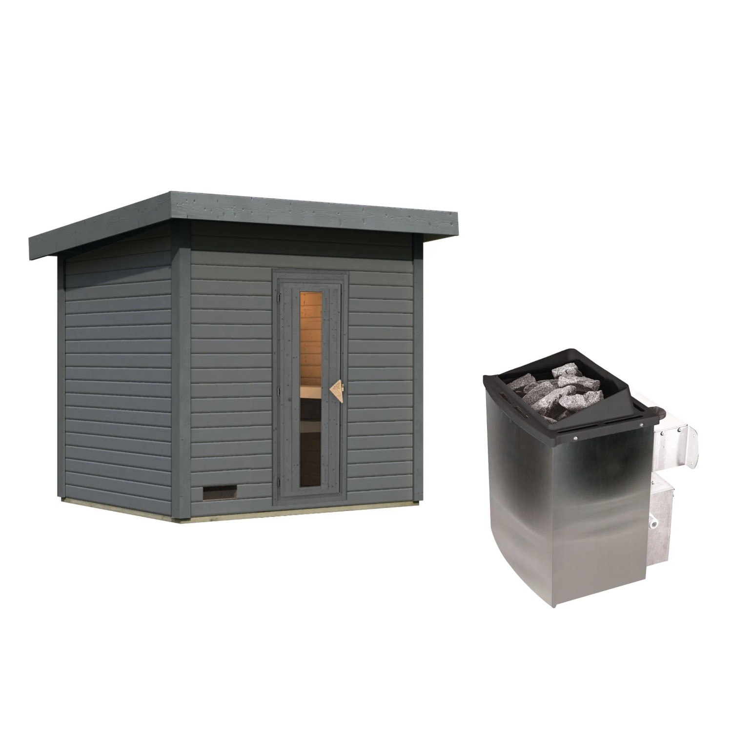 Chillroi Saunahaus 38mm Melo 3 Ofen 9kW Inklusive Steuerung Terragrau günstig online kaufen