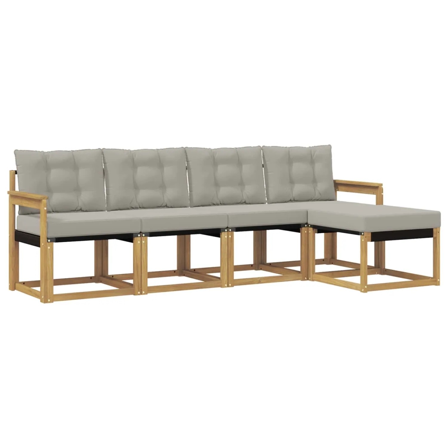 vidaXL Outdoor-Sofagarnitur mit Kissen 5-Tlg Weiß und Hellgrau 3389373