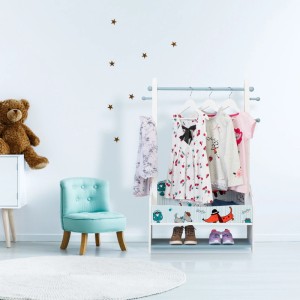 Relaxdays Kleiderständer für Kinder MDF Kiefernholz Bunt Mit Ablagen 101 x 71 x 30 cm 8 kg