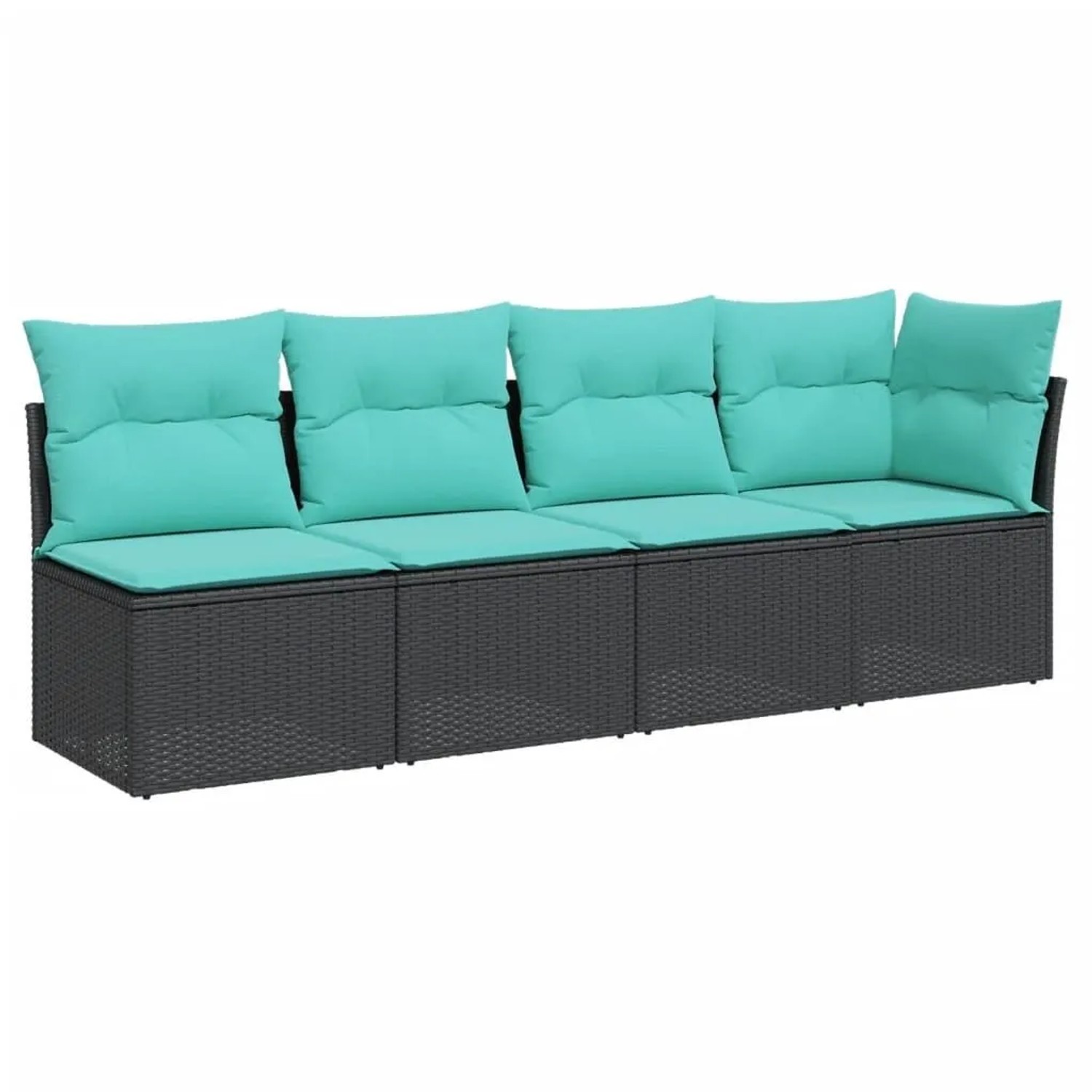 vidaXL Gartensofa mit Kissen 4-Sitzer Schwarz Poly Rattan 366026