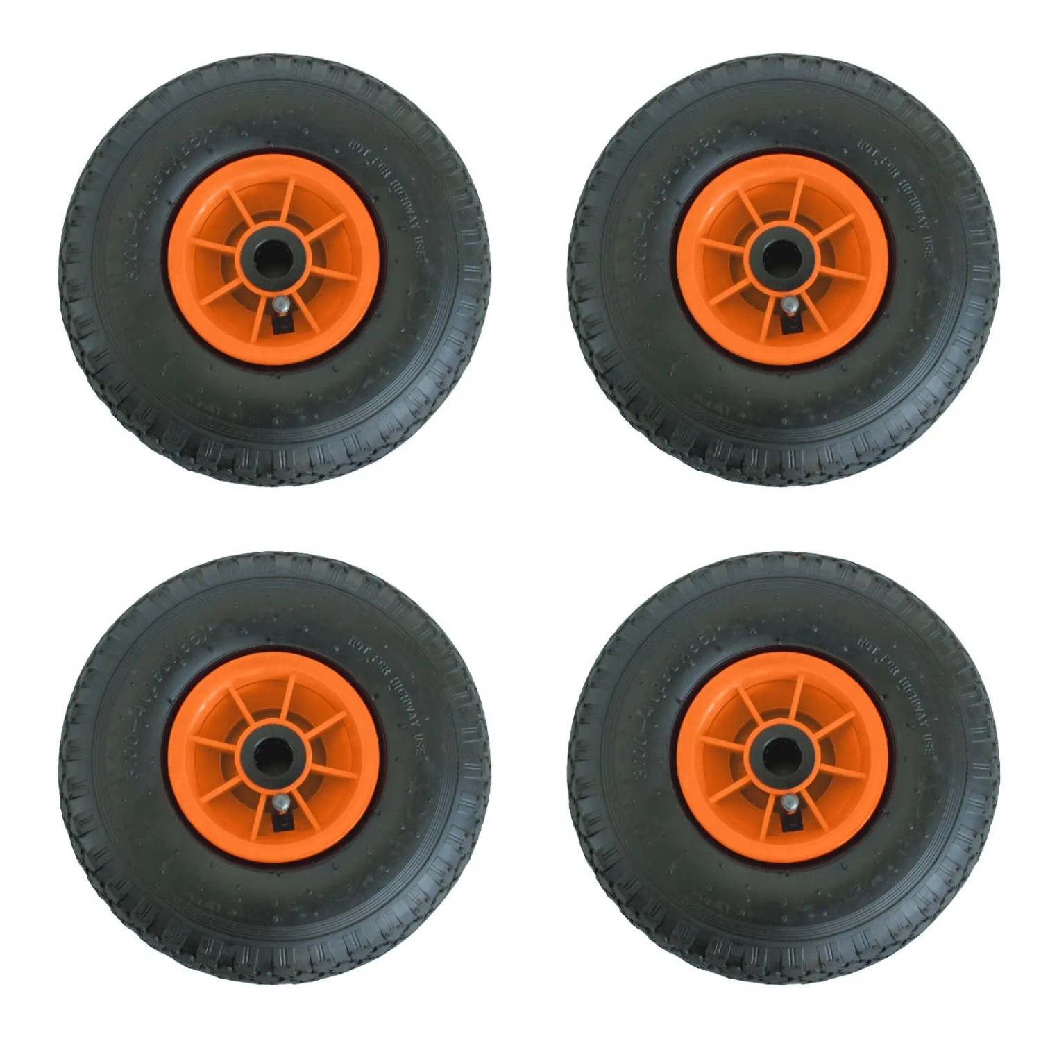 TRUTZHOLM 4x Sackkarrenrad Luftrad 260x85mm 3.00-4 Achlänge 75mm 4PR Nadellager Orange