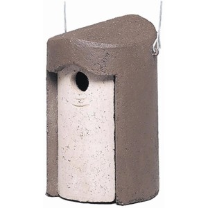 Graue Schwegler Nisthöhle aus Holzbeton zum Hängen, geeignet für Meisen und andere Gartenvögel.