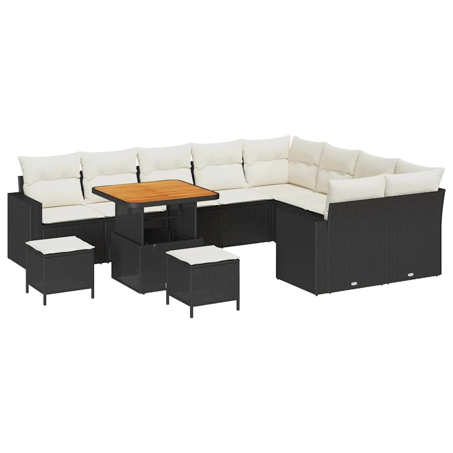 vidaXL Garten-Sofa-Set 12-Tlg Schwarz Poly Rattan 3361650 günstig online kaufen