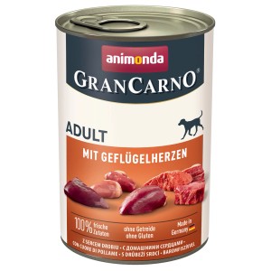 Animonda Gran Carno Adult Hundenassfutter mit Geflügelherzen, 400g Dose.