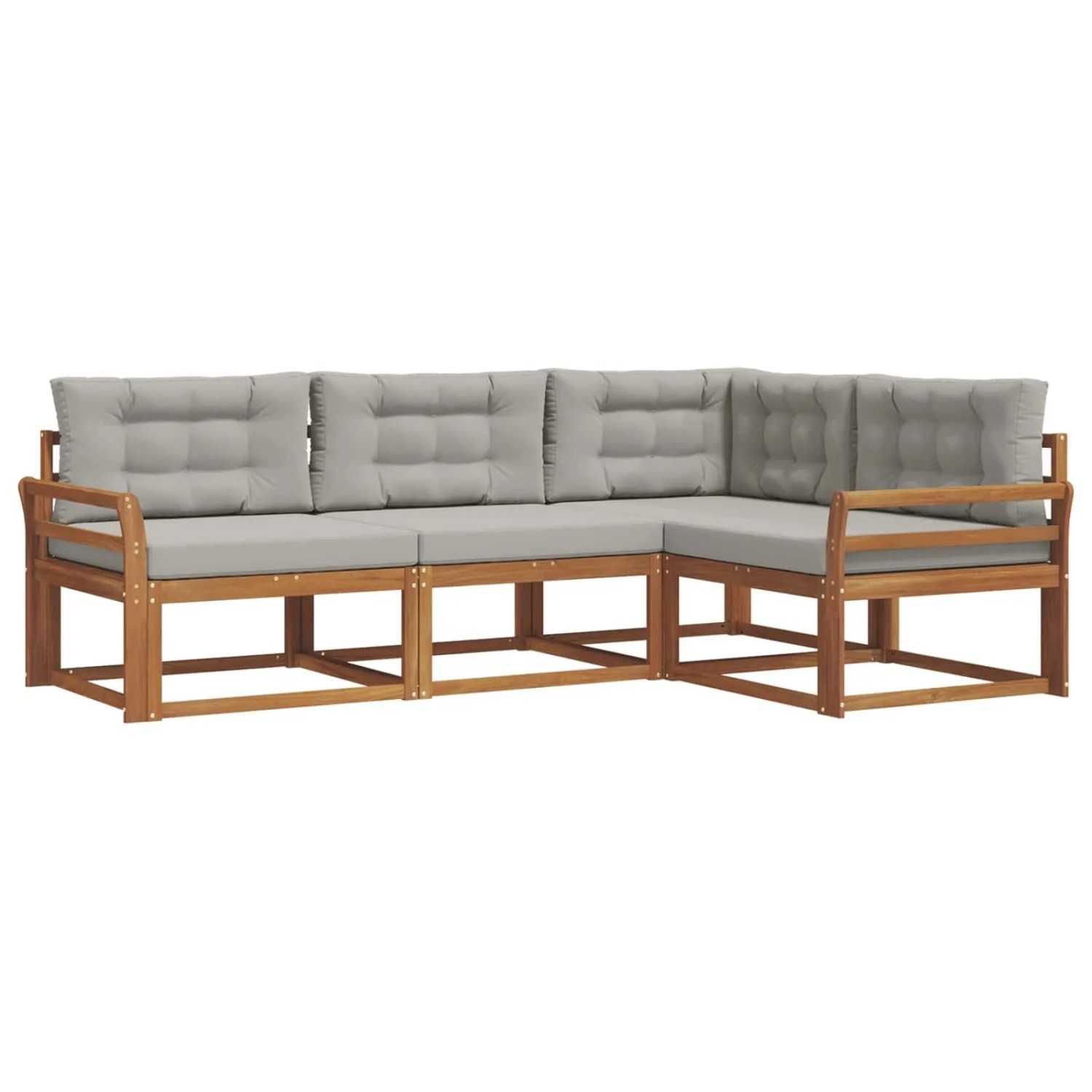 vidaXL Outdoor-Sofagarnitur mit Kissen 4-Tlg Natur und Hellgrau 3367509