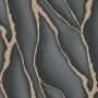 Erismann Vliestapete Elle 3 Flow Schwarz mit abstraktem, goldenem Linienmuster.