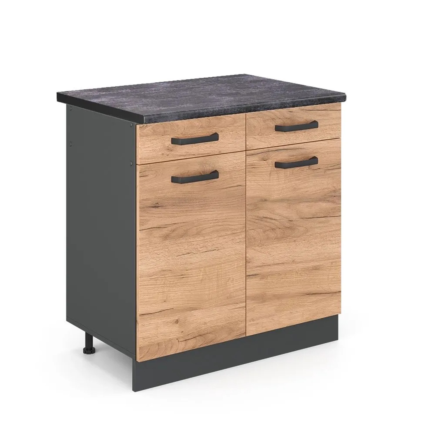 Vicco Küchenunterschrank R-Line Goldkraft Eiche Anthrazit 80 cm AP Anthrazit Opt 2