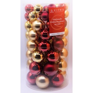 Vitbis Weihnachtskugel-Set Glas ø 4-7 cm 60 Stück Rot-Gold