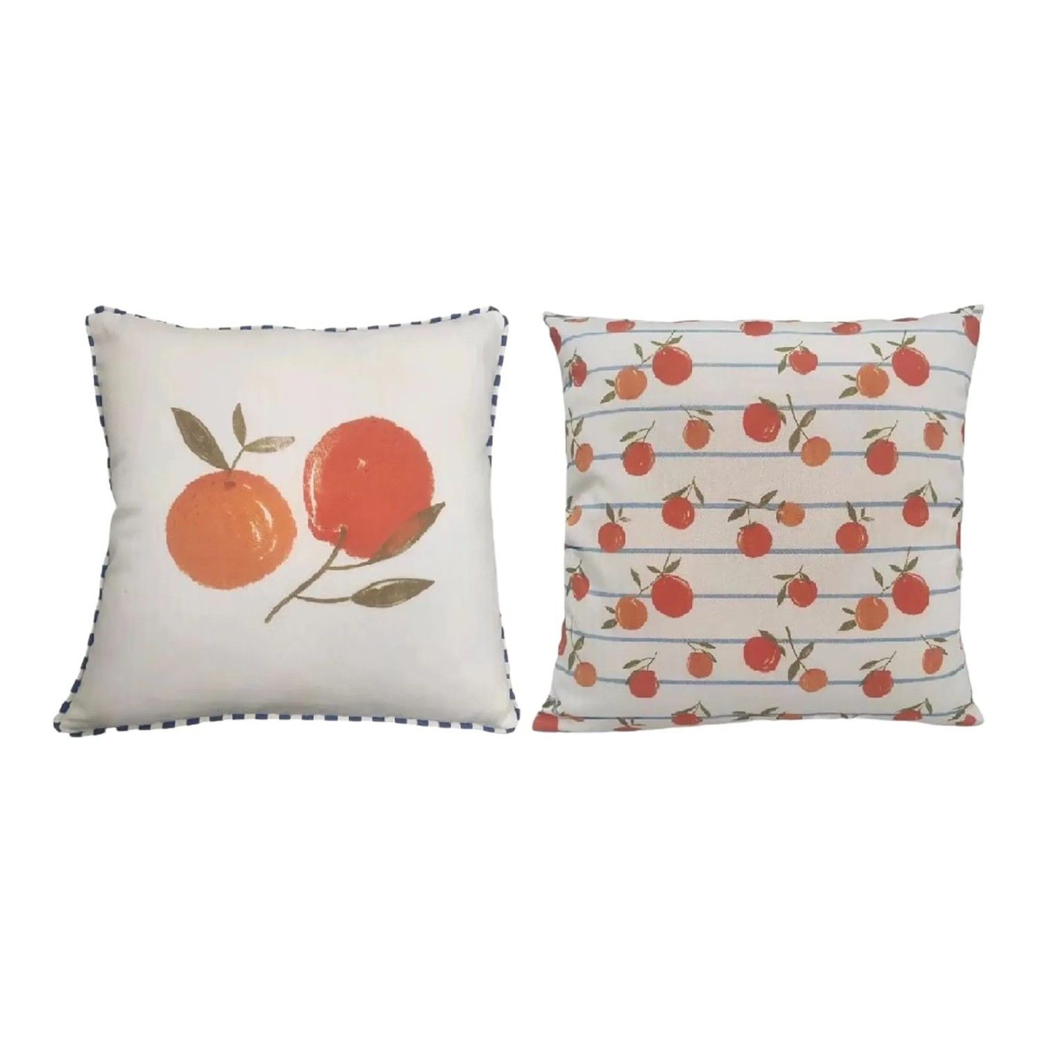 Boltze Kissen Fruits, 2er-Set, 40x40 cm, mit Orangen-Motiv. Dekorative Kissen für Wohnraum.