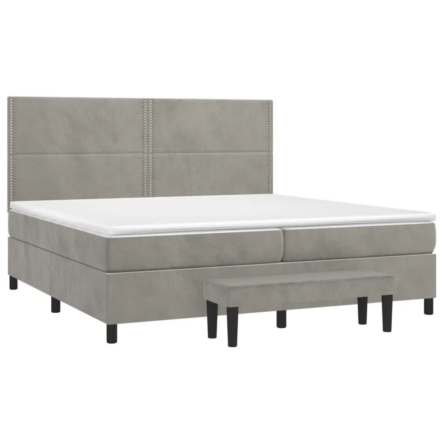 vidaXL Boxspringbett mit Matratze Hellgrau 200x200 cm Samt 3137803