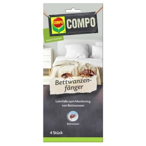 Compo Bettwanzenfänger, 4er-Pack: Insektizidfreie Klebefalle zur Erkennung von Bettwanzenbefall im Schlafzimmer.