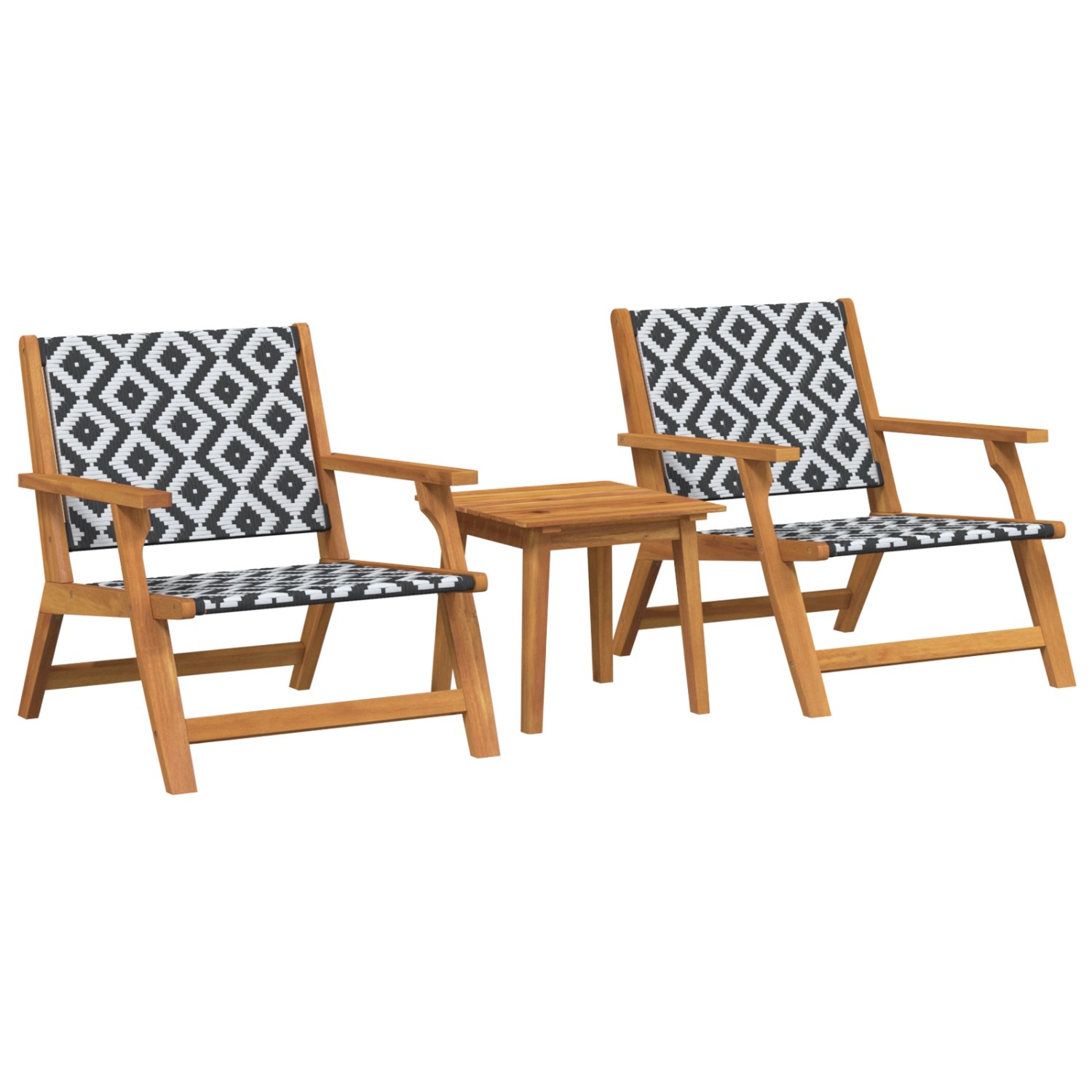 vidaXL Gartenstühle mit Tisch 3 Teile Schwarz und Weiß aus Akazienholz 3214 günstig online kaufen