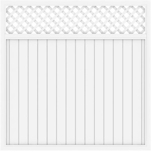 Weißes Sichtschutzzaun-Element Longlife Riva mit Gitter, 180x180 cm.
