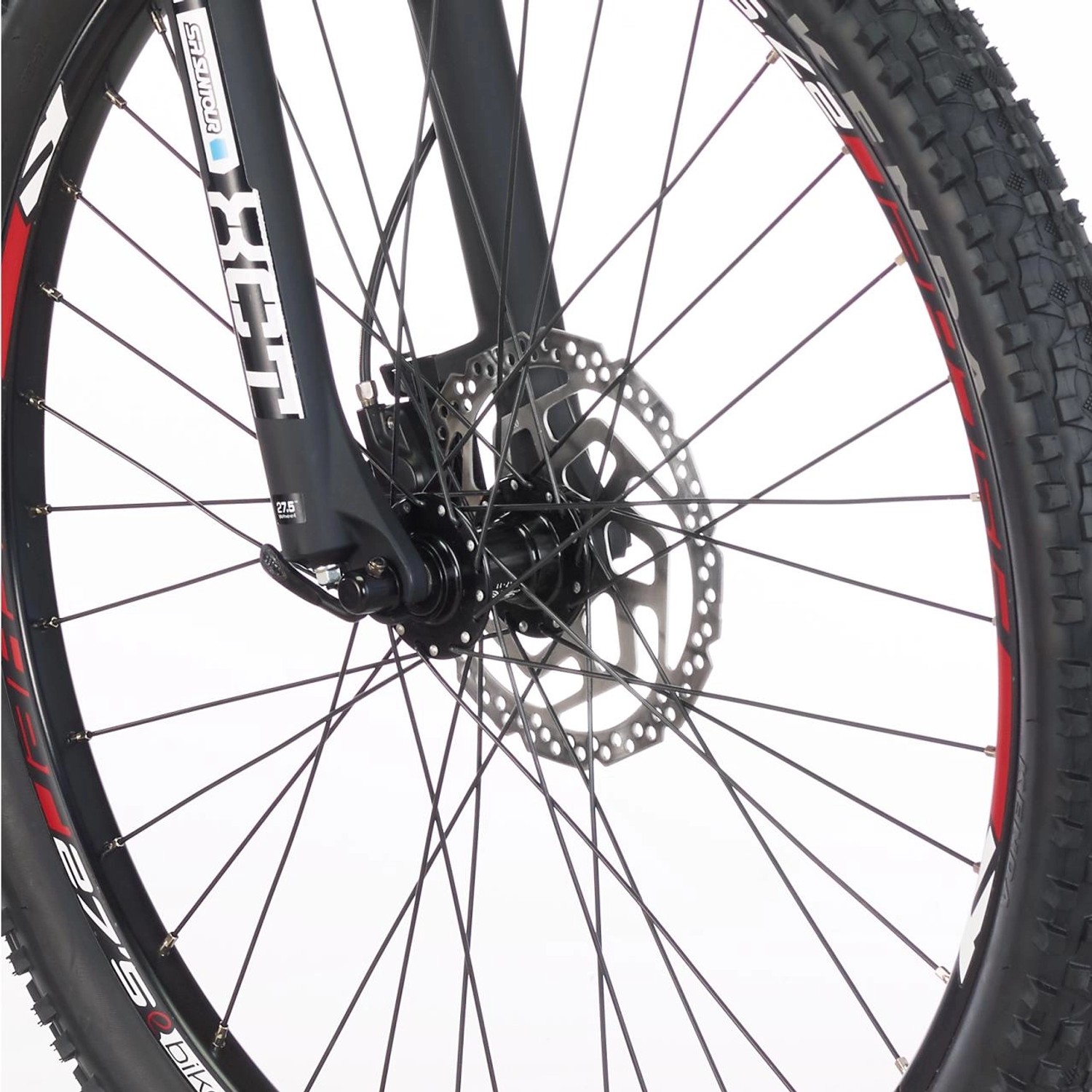 Detailaufnahme Vorderrad mit Scheibenbremse des Fischer E-Bike Mountainbike 27,5".