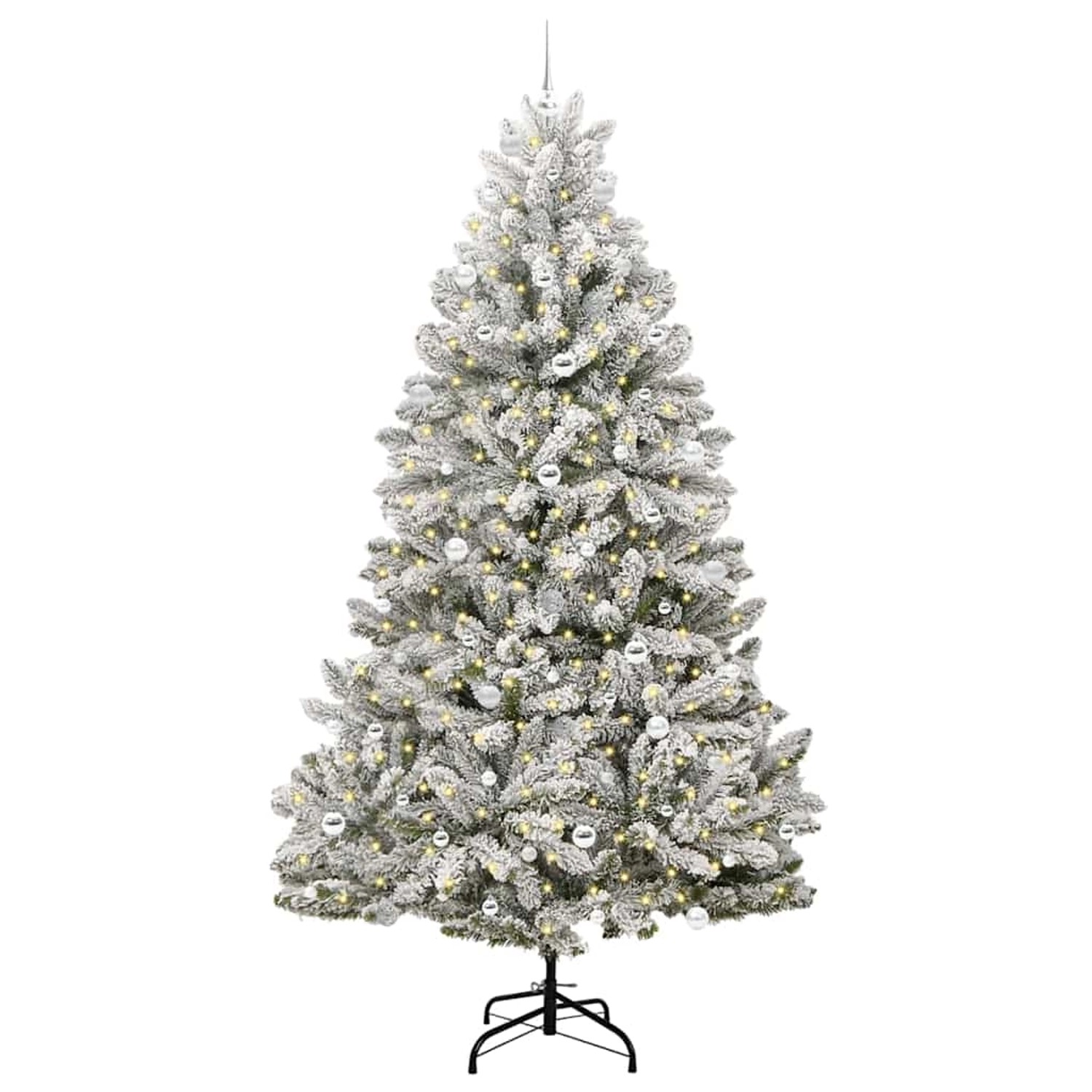 vidaXL Künstlicher Weihnachtsbaum Grün und Weiß 240 cm PVC und Metall 3395771