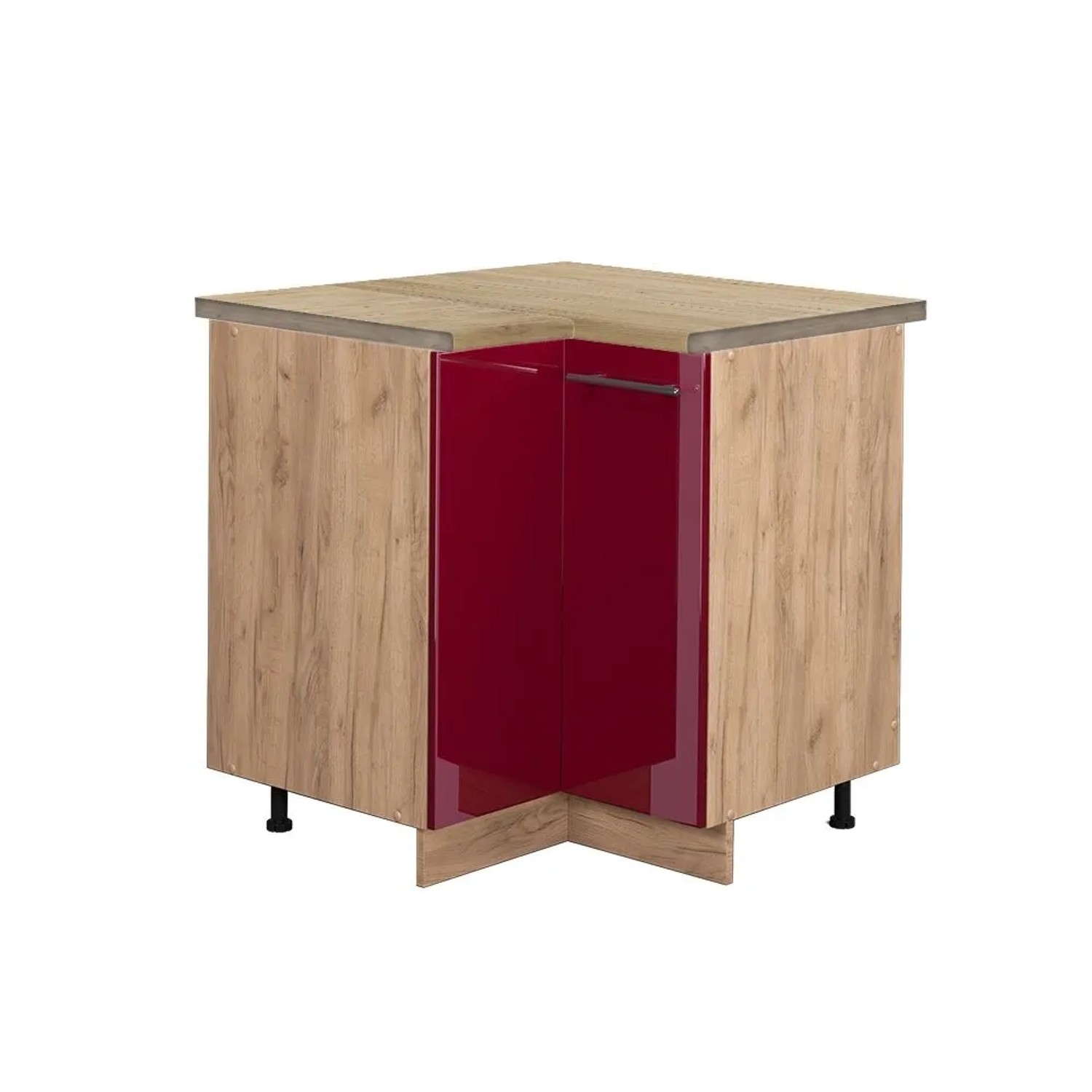 Vicco Eckunterschrank Fame-Line Bordeaux Hochglanz Goldkraft Eiche 81 cm AP Eiche