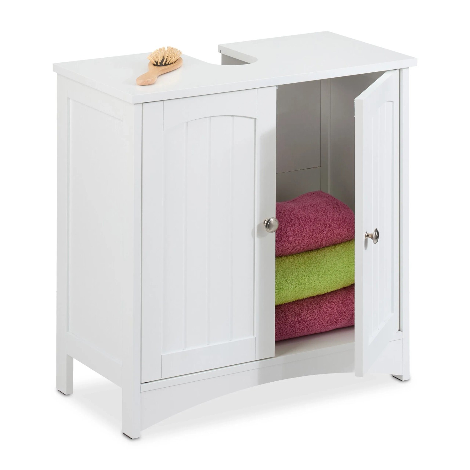 Relaxdays Waschbeckenunterschrank MDF Weiß mit Türen Magnetverschluss 60 cm x 60 cm x 31 cm 7,9 kg