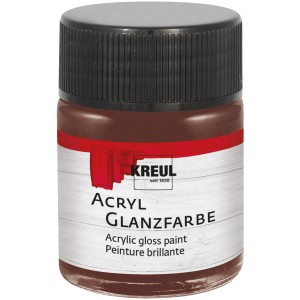 Kreul Acrylfarbe Glänzend Dunkelbraun, 50ml Flasche. Bastelfarbe für glänzende Effekte.