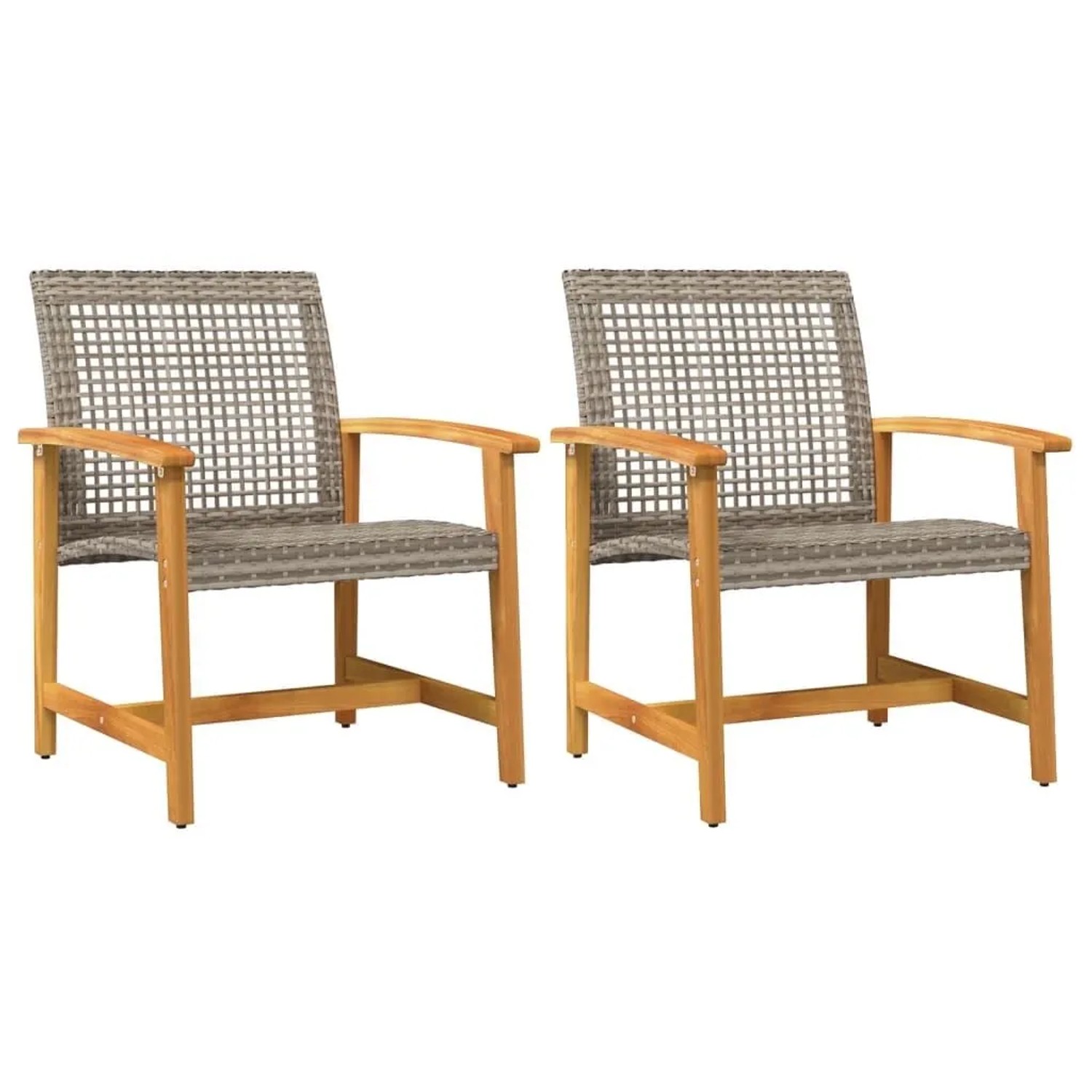 vidaXL Gartenstühle 2 Stk Grau Poly Rattan und Akazienholz 367596