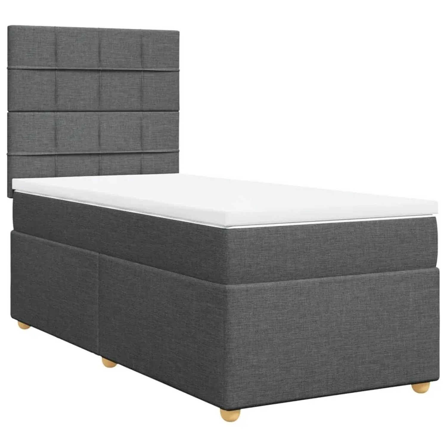 vidaXL Boxspringbett mit Matratze Dunkelgrau 90x190 cm Stoff 3291136
