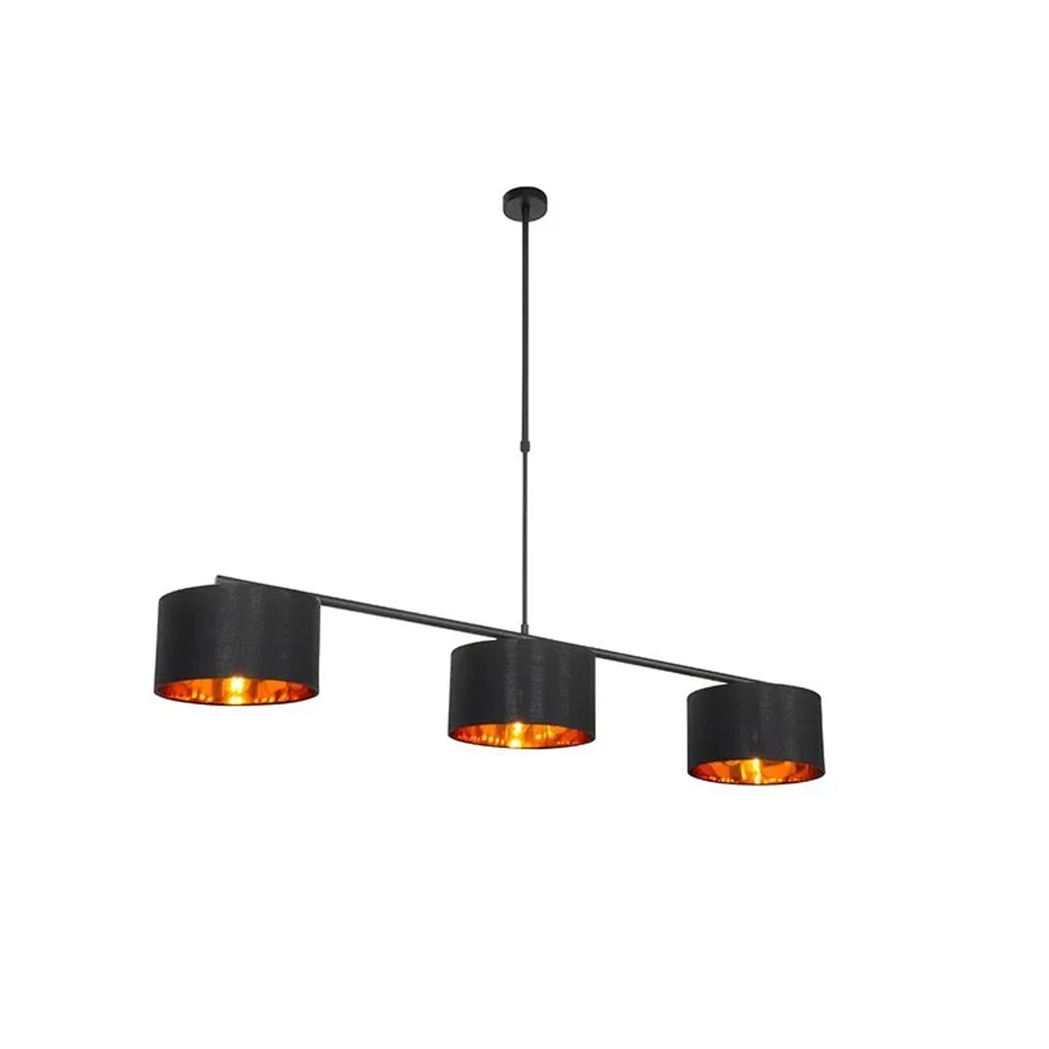 QAZQA Moderne Hängelampe Schwarz mit Gold 125 cm 3 Flammig VT 3