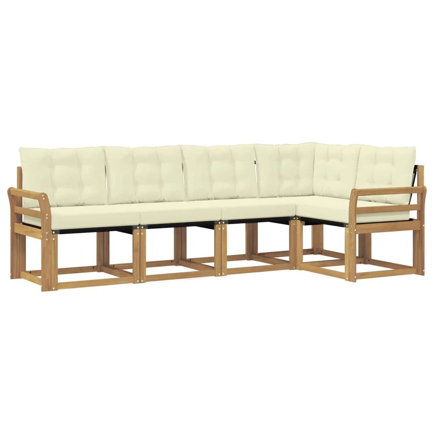 vidaXL Outdoor-Sofagarnitur mit Kissen 5-Tlg Weiß und Creme 3389476