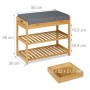 Relaxdays Schuhbank Bambus Natur Grau Gepolstert mit Schublade 49 cm x 55 cm x 30 cm 3,8 kg_4
