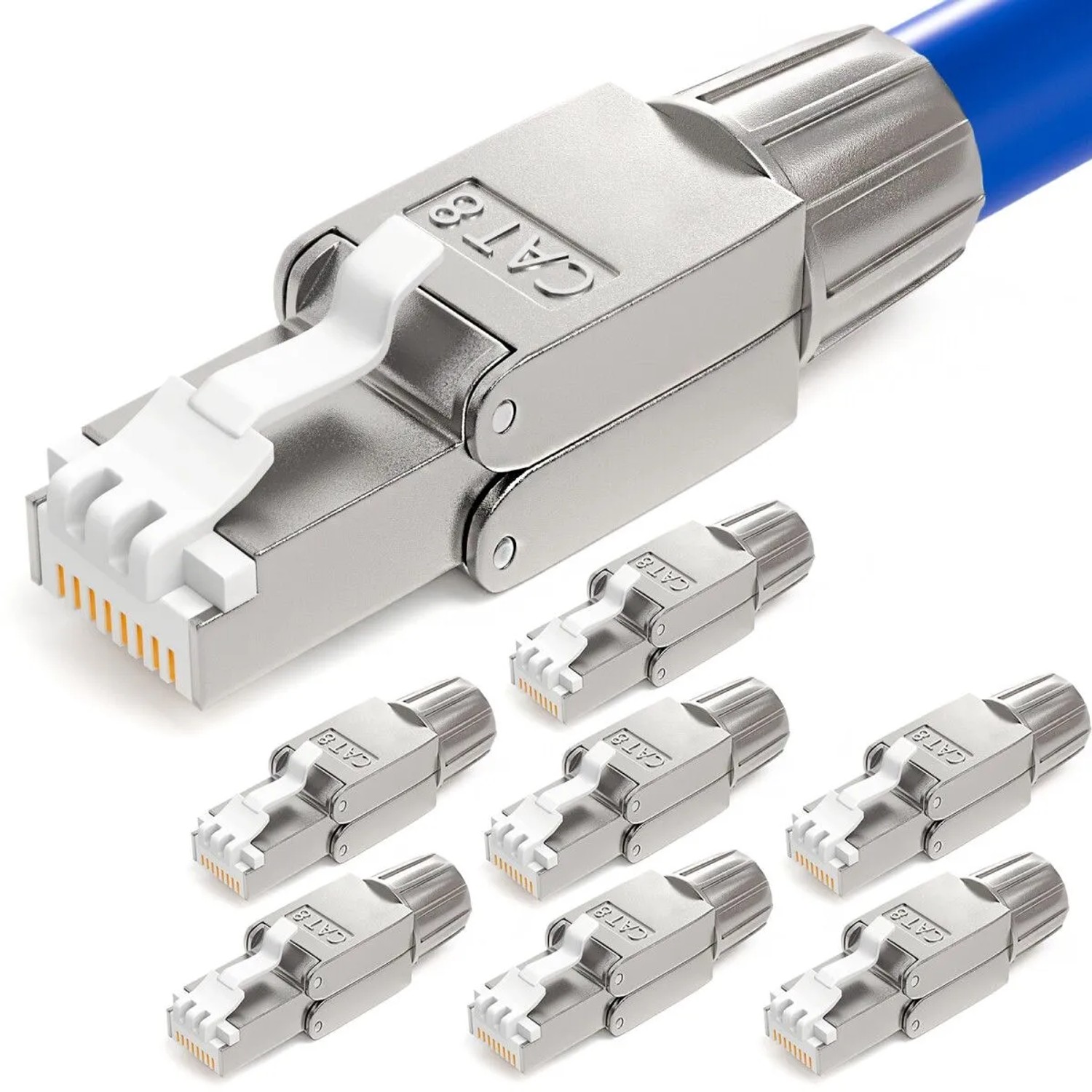 hb-digital 8x Netzwerkstecker CAT 8 RJ45 LSA STP Kontakte Vergoldet 50u