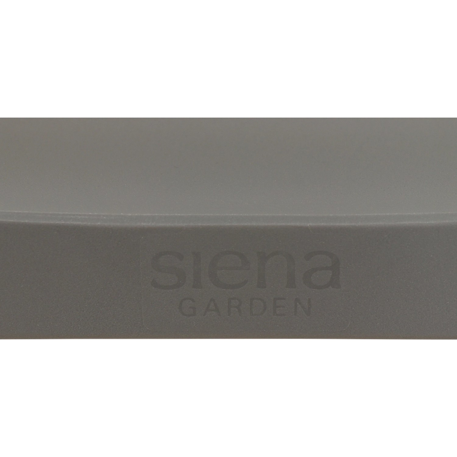 Detailaufnahme eines grauen Siena Garden Stapelstuhls.