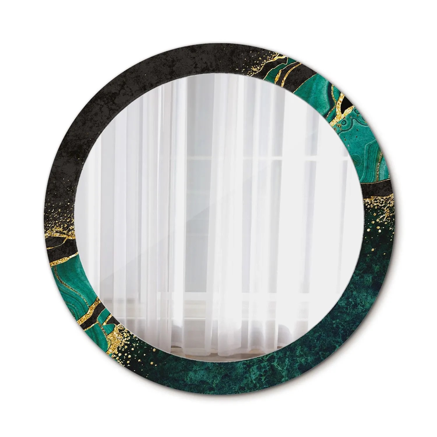 Tulup Bedruckte Spiegel Marmorgrün 80x80 cm Runder Spiegel mit Dekoration D günstig online kaufen