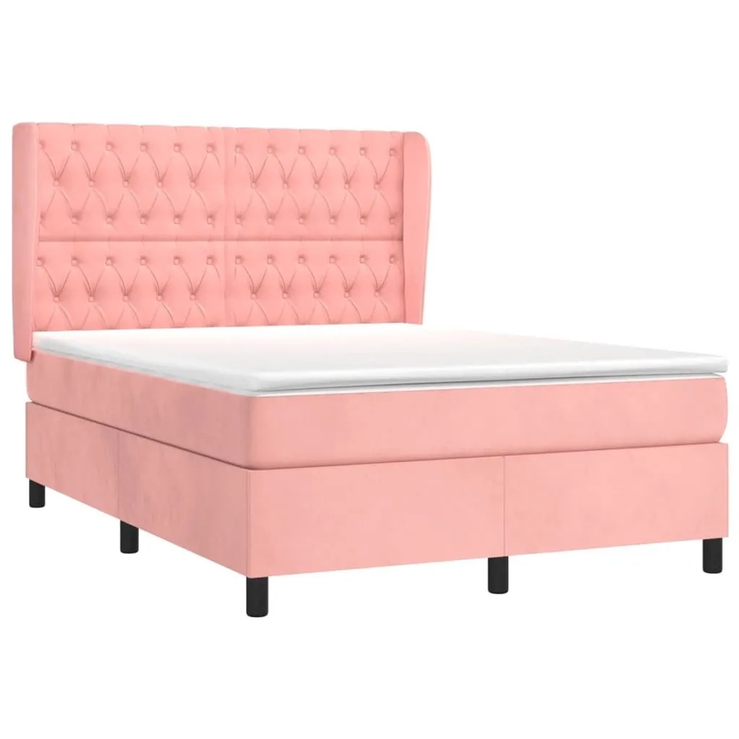 vidaXL Boxspringbett mit Matratze Rosa 140x190 cm Samt 3129392