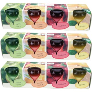 HS Candle Duftkerzen Selection, 12er Pack Fruit: Kerzen mit Kiwi, Mango, Erdbeere und Zitrone.
