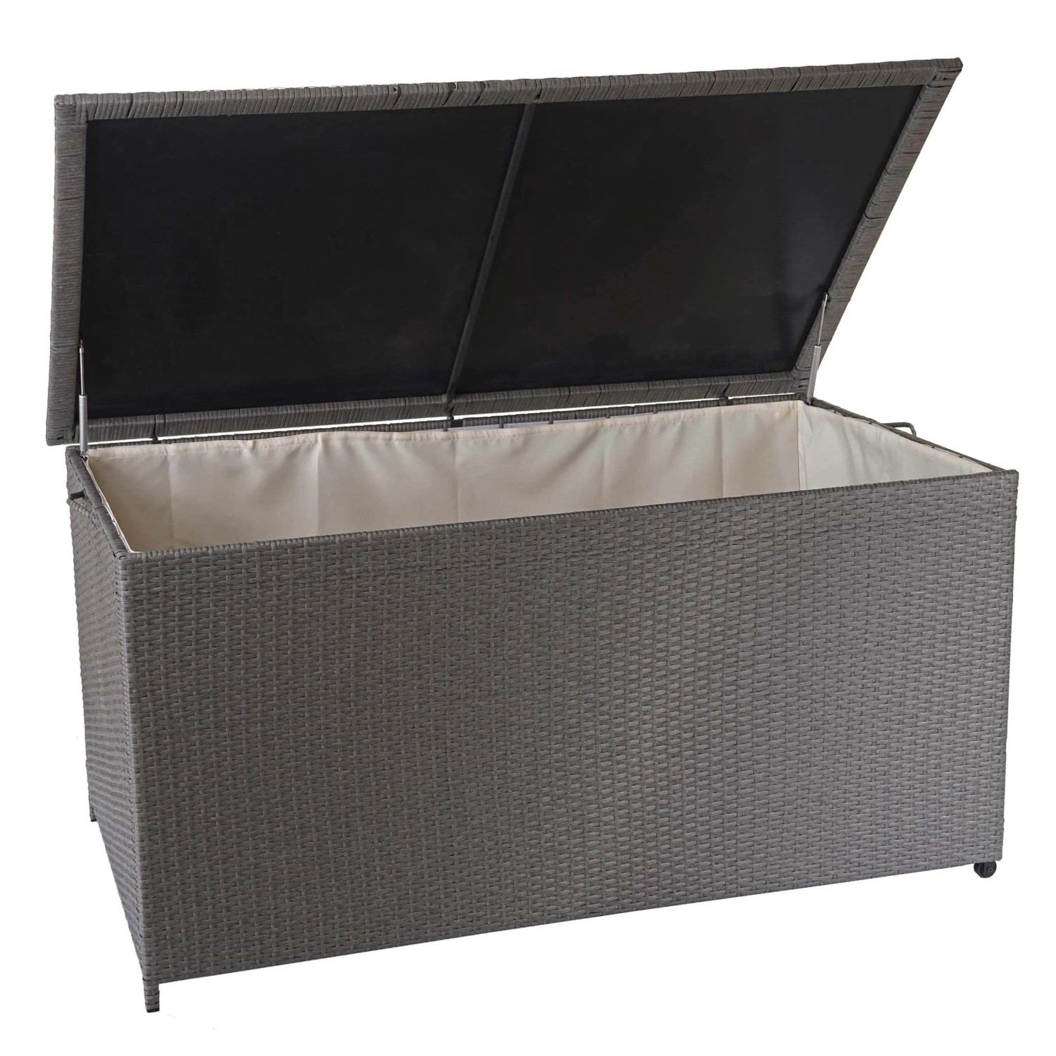 Proregal Poly-Rattan Kissenbox HxBxT 80x160x94cm Premium Grau 320L Gartentr günstig online kaufen