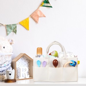 Relaxdays Windel Caddy Filz Beige 11 Fächer 33 cm x 23 cm x 18 cm