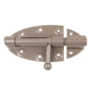 Duravis Bolzen-Schlossriegel, perlbeige, für Winkel & Holzverbinder. Robuster Riegel mit Griff.